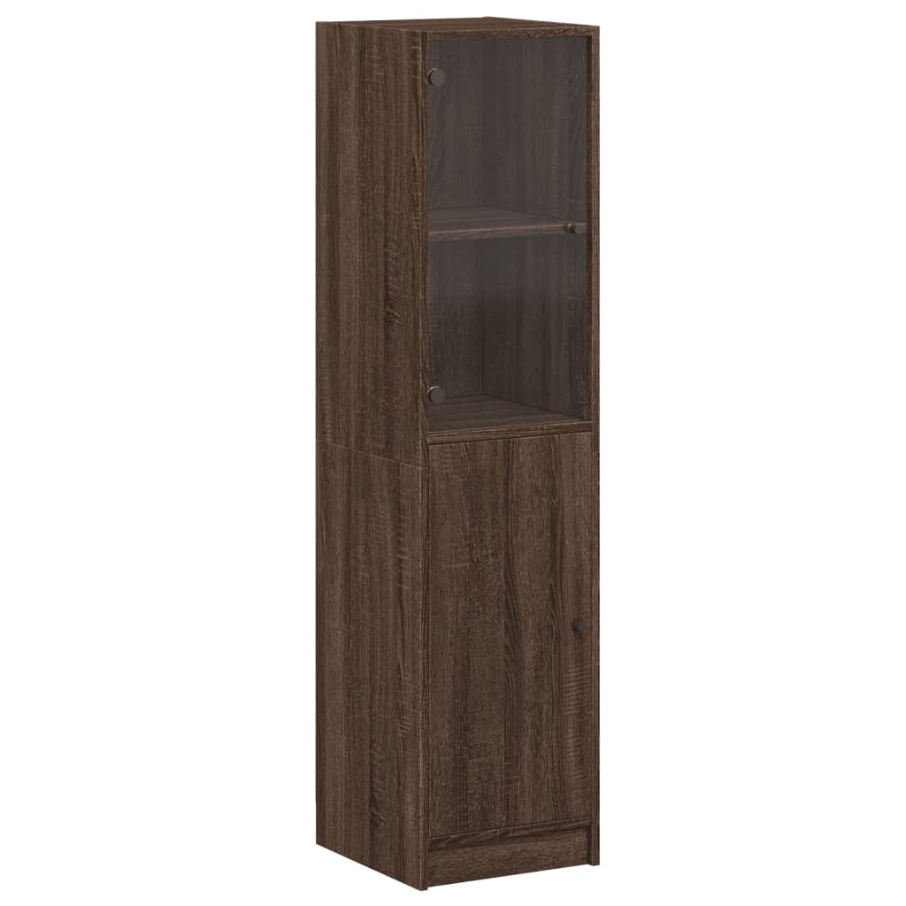 Highboard mit Glastür Braun Eichen-Optik 35x37x142 cm