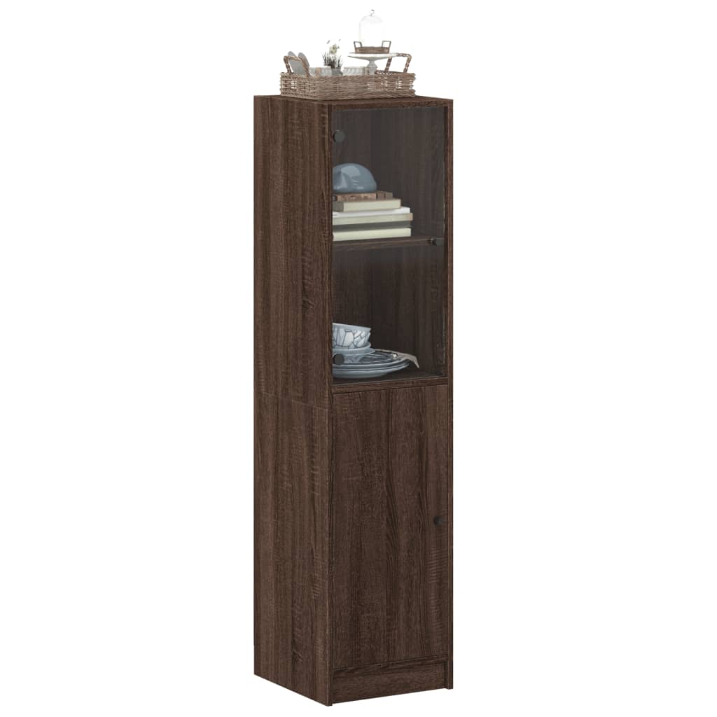 Highboard mit Glastür Braun Eichen-Optik 35x37x142 cm