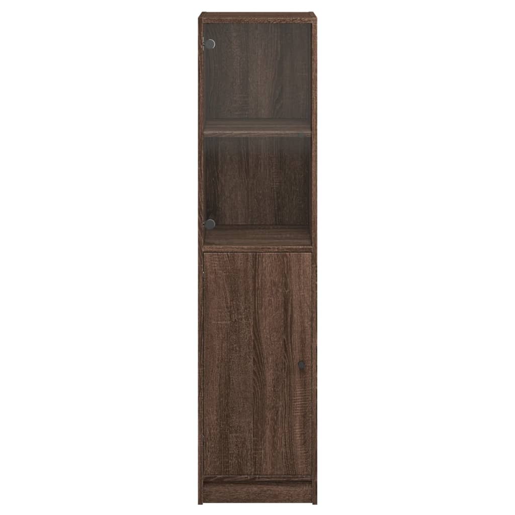 Highboard mit Glastür Braun Eichen-Optik 35x37x142 cm
