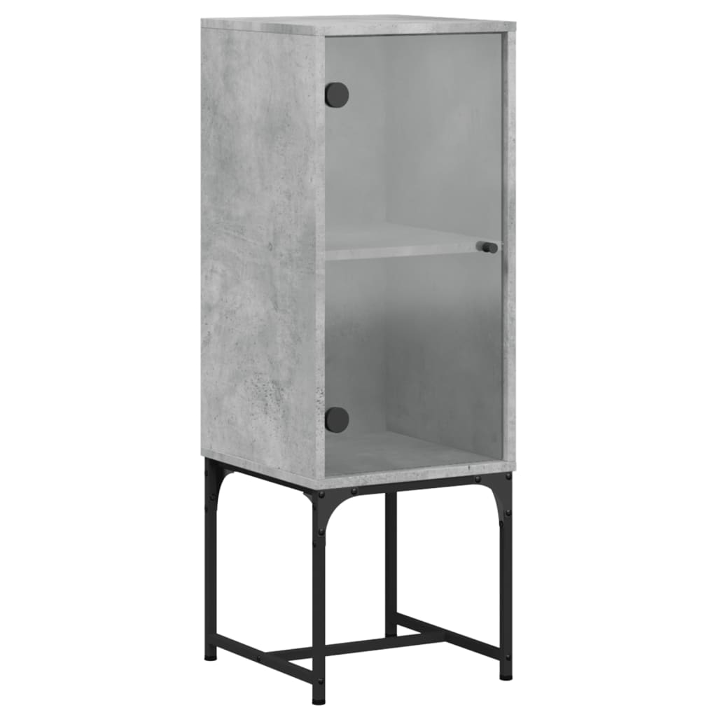 Beistellschrank mit Glastür Betongrau 35x37x100 cm