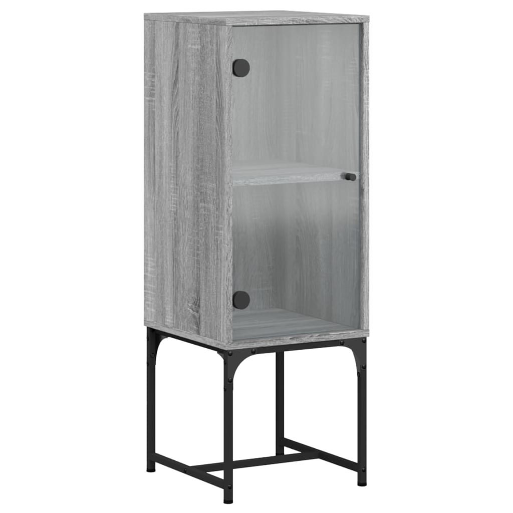 Beistellschrank mit Glastür Grau Sonoma 35x37x100 cm
