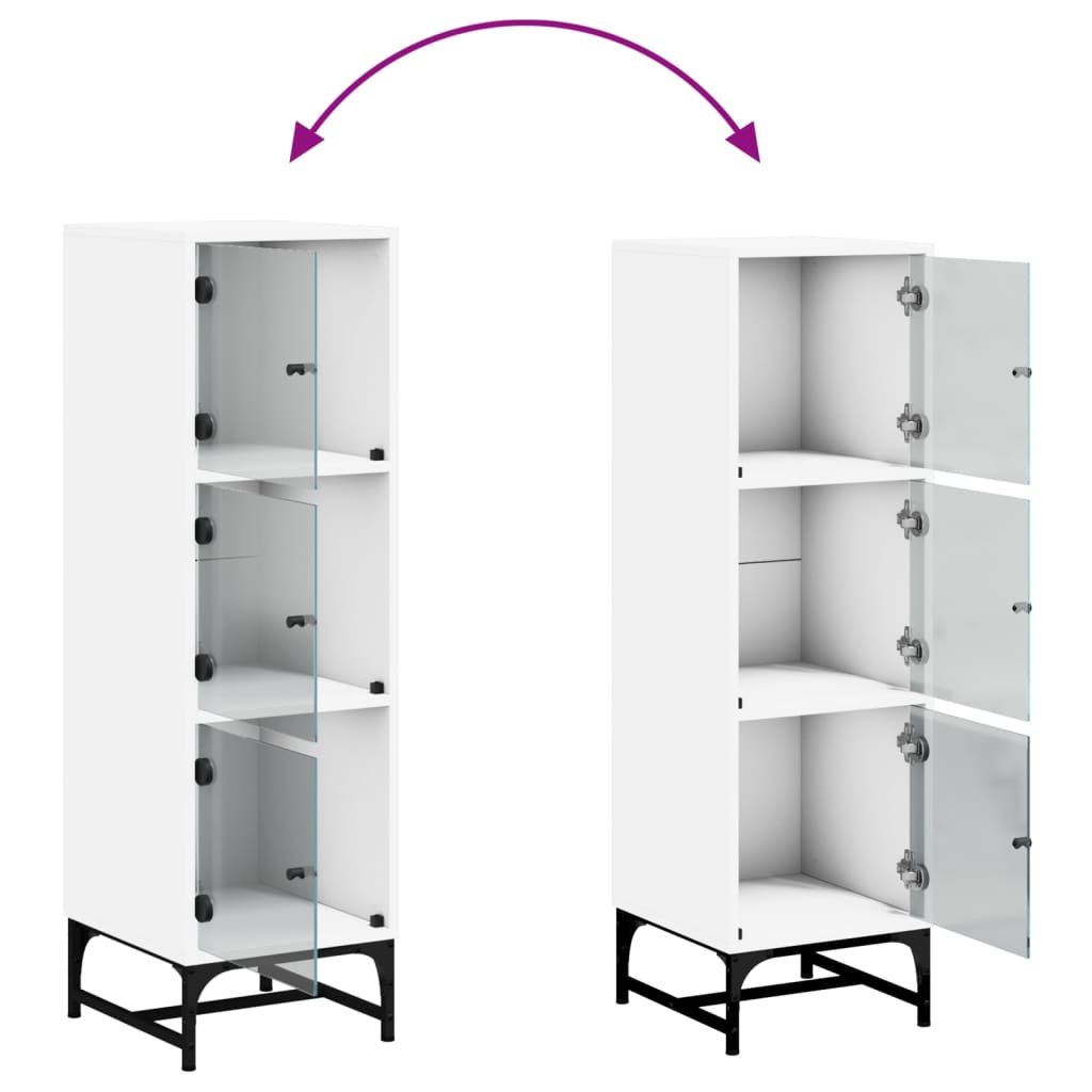 Highboard mit Glastüren Weiß 35x37x120 cm
