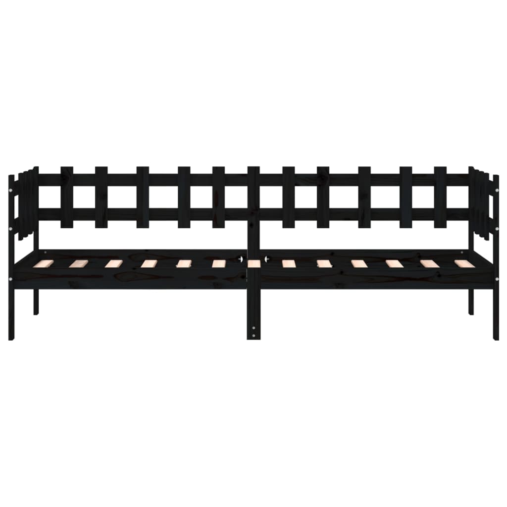 Tagesbett Schwarz 80x200 cm Massivholz Kiefer