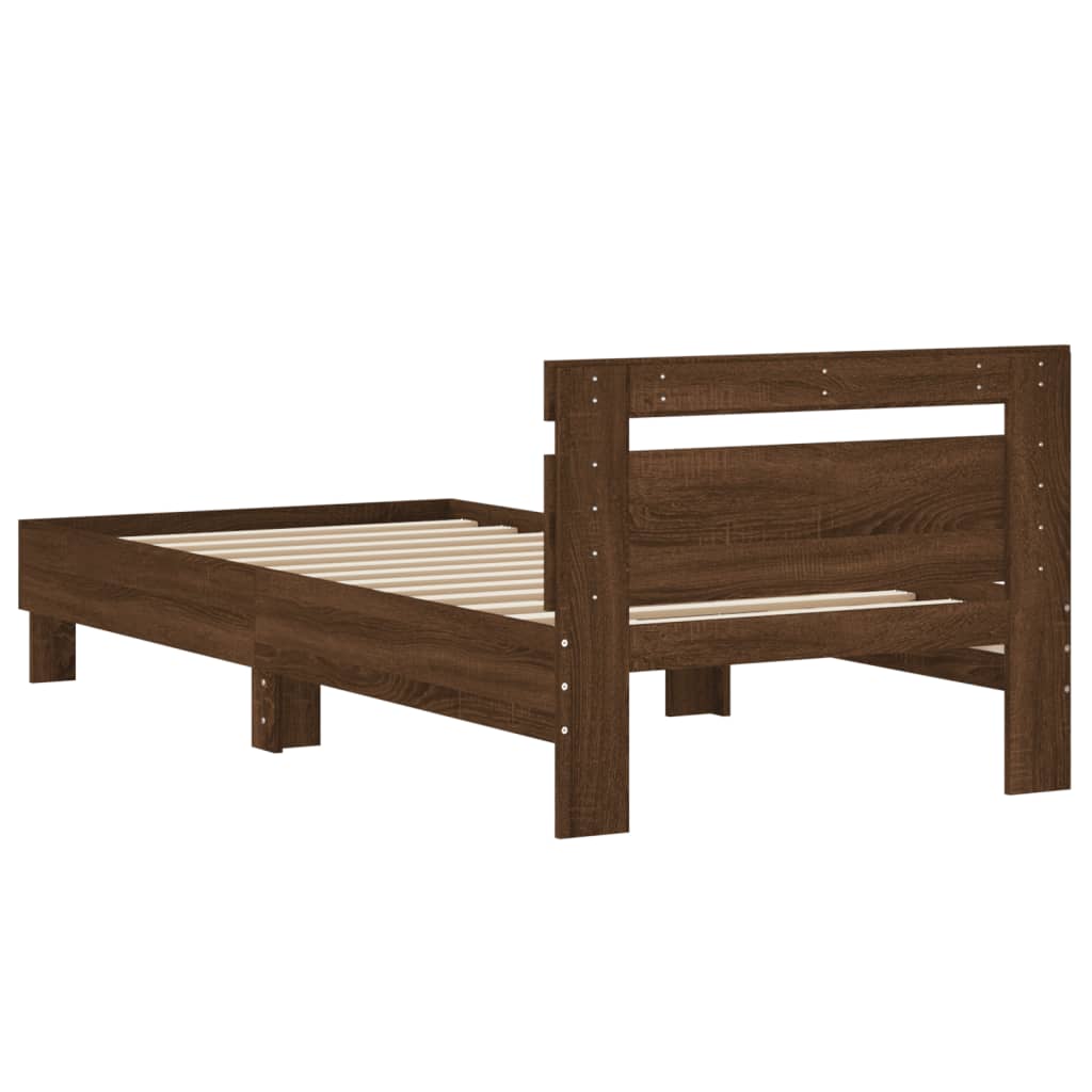 Bettgestell mit Kopfteil Braun Eiche 75x190 cm Holzwerkstoff
