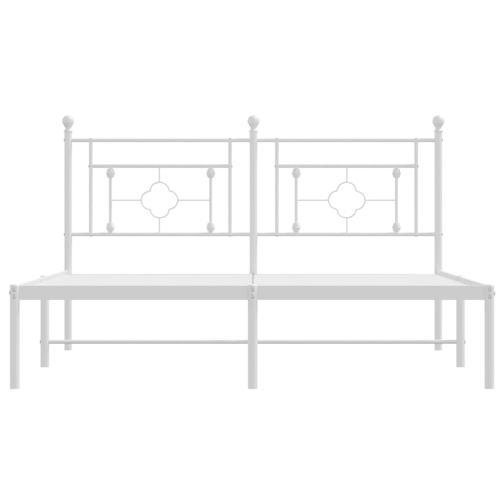 Bettgestell mit Kopfteil Metall Weiß 160x200 cm