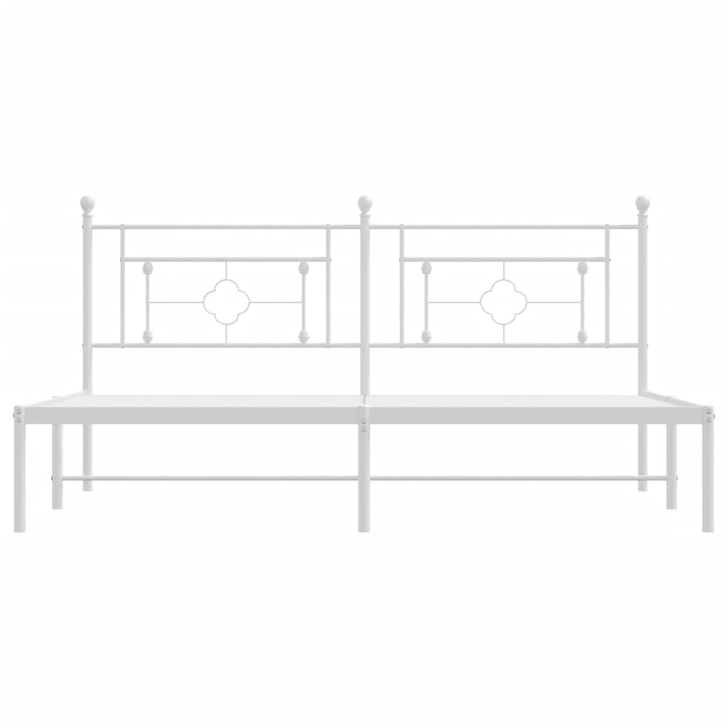 Bettgestell mit Kopfteil Metall Weiß 180x200 cm