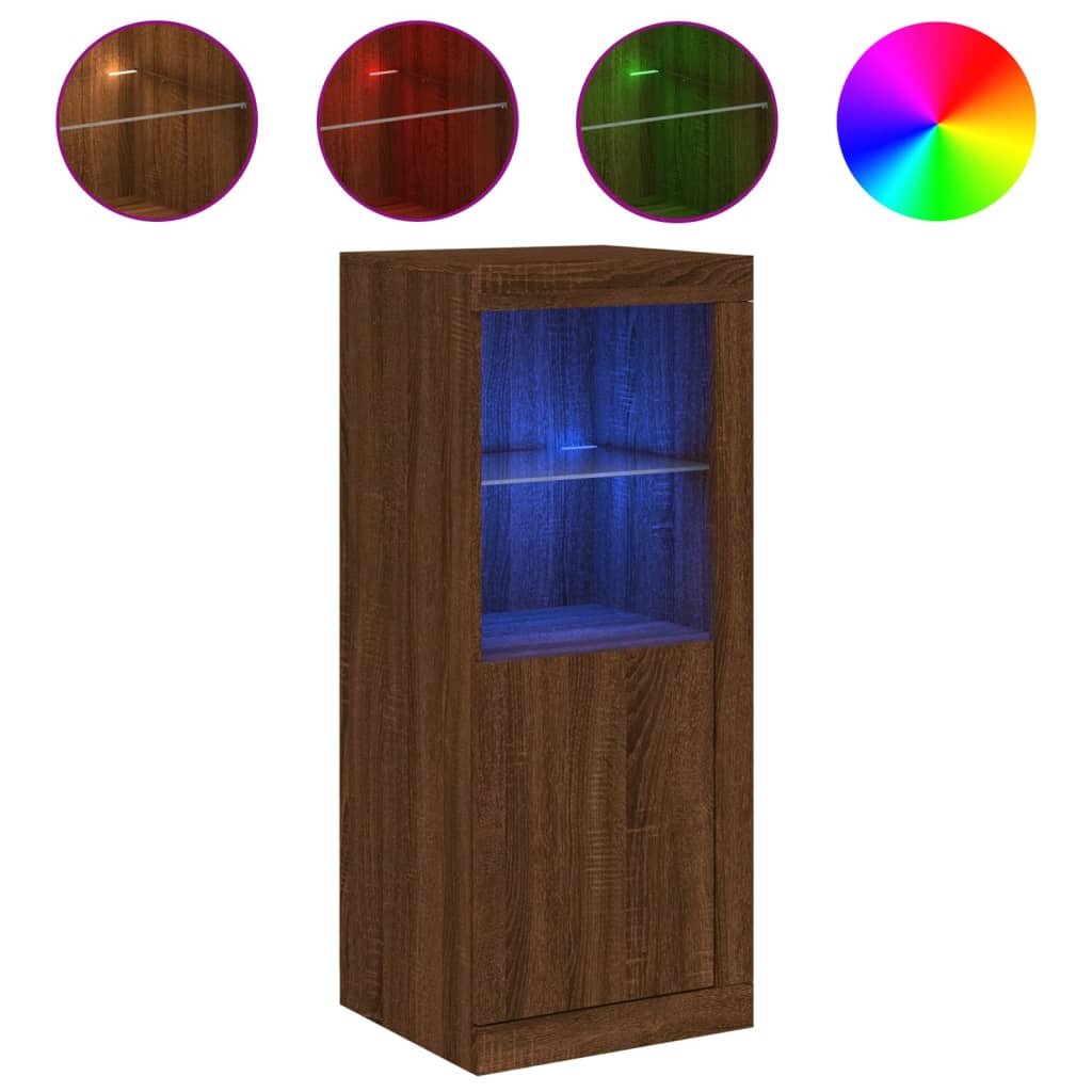 Sideboard mit LED-Leuchten Braun Eichen-Optik 41x37x100 cm