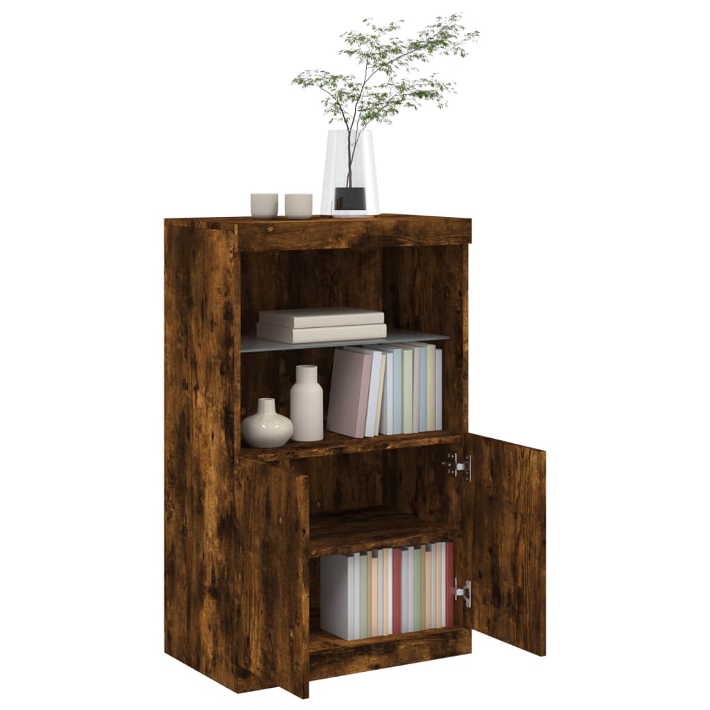 Sideboard mit LED-Leuchten Räuchereiche 60,5x37x100 cm