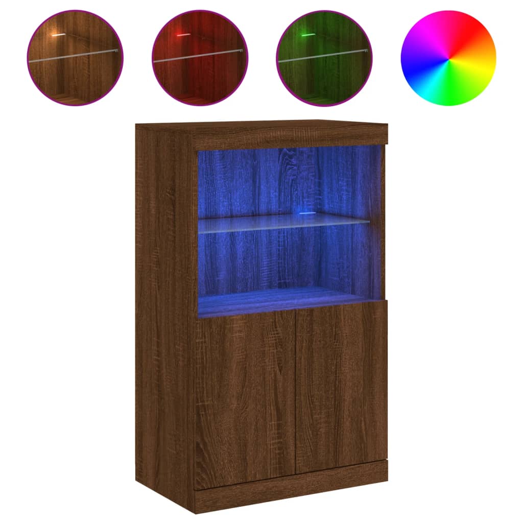 Sideboard mit LED-Leuchten Braun Eichen-Optik 60,5x37x100 cm