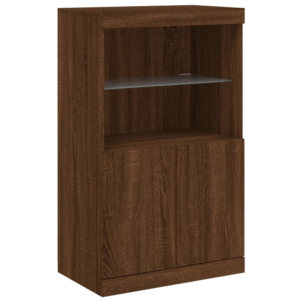 Sideboard mit LED-Leuchten Braun Eichen-Optik 60,5x37x100 cm