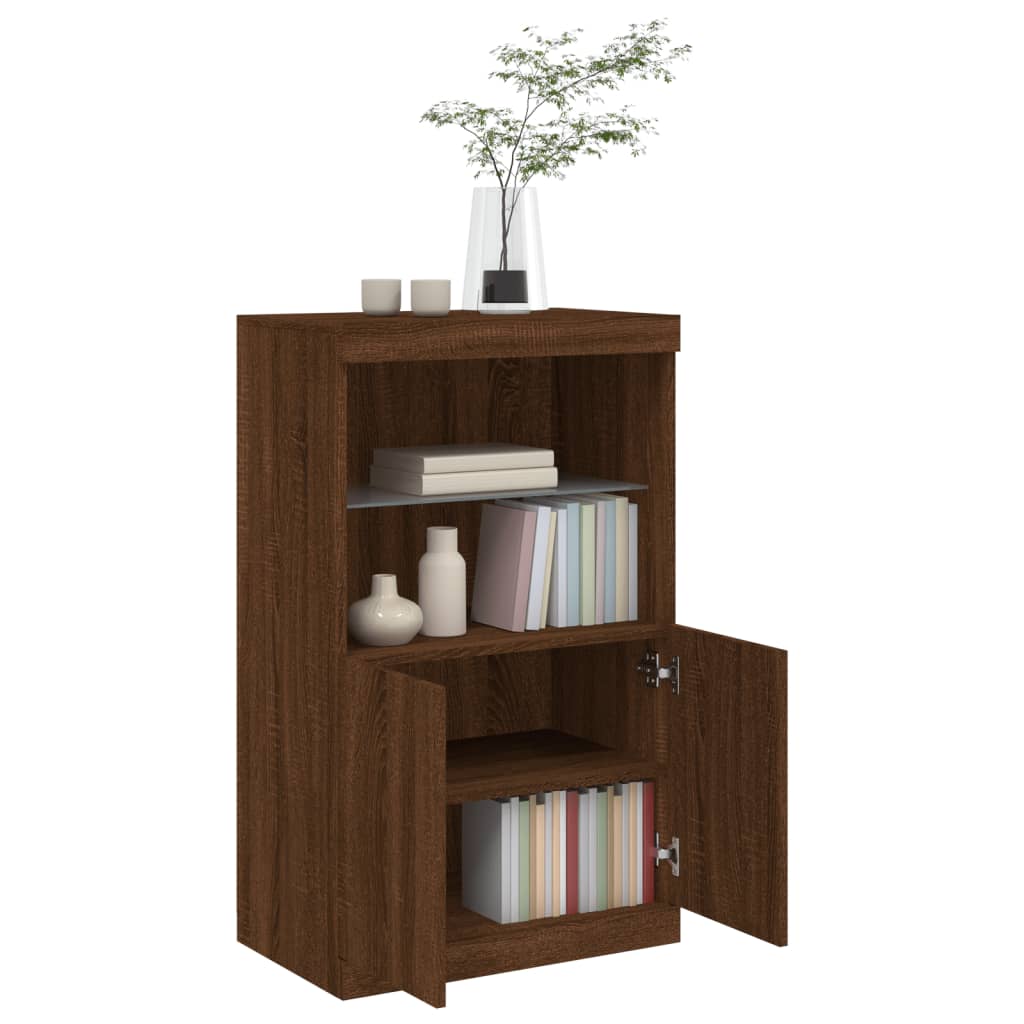 Sideboard mit LED-Leuchten Braun Eichen-Optik 60,5x37x100 cm