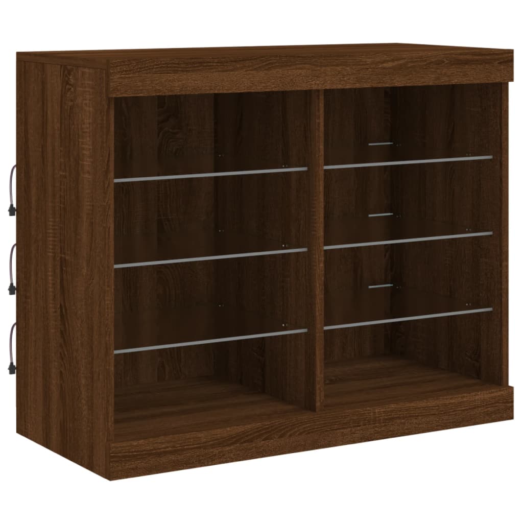 Sideboard mit LED-Leuchten Braun Eichen-Optik 81x37x67 cm