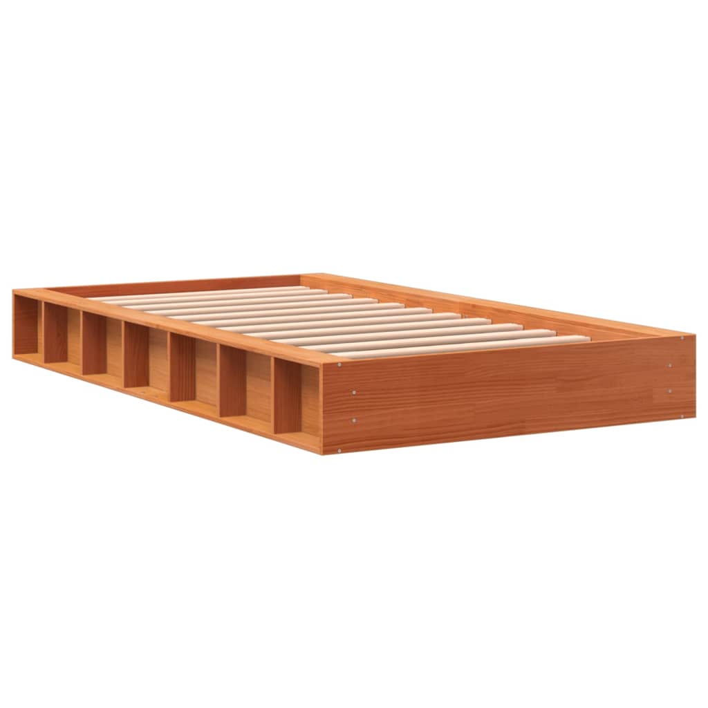 Massivholzbett ohne Matratze Wachsbraun 90x190 cm Kiefernholz