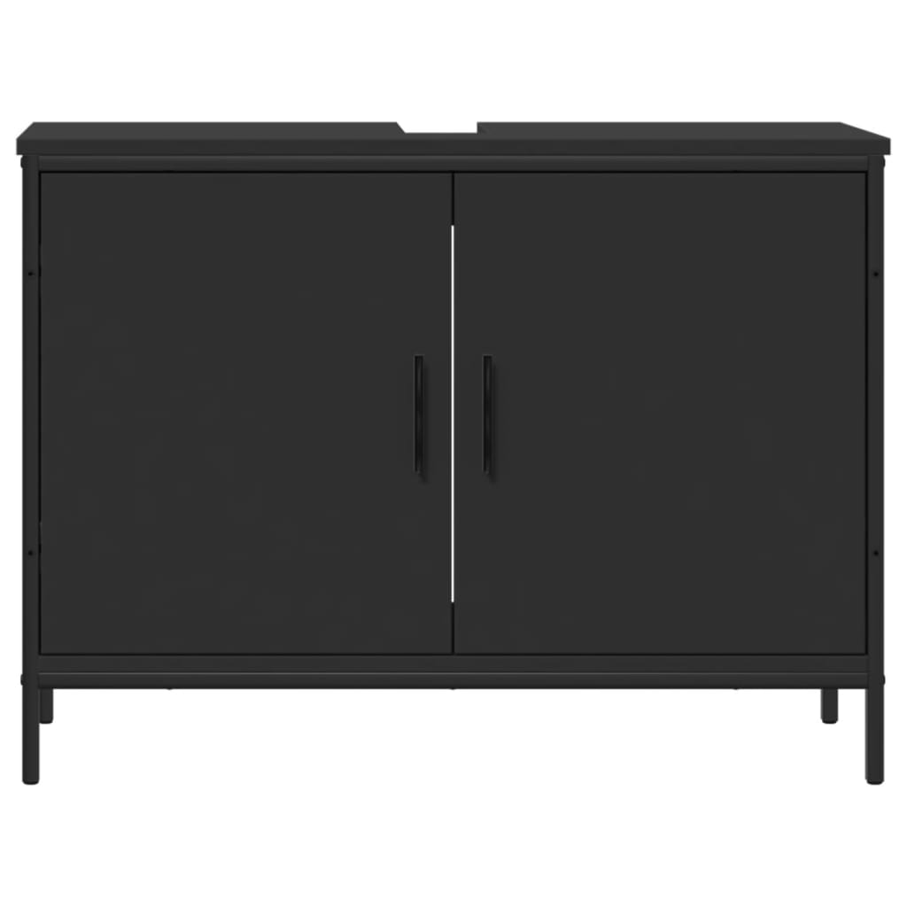 Waschbeckenunterschrank Schwarz 80x30x60 cm Holzwerkstoff