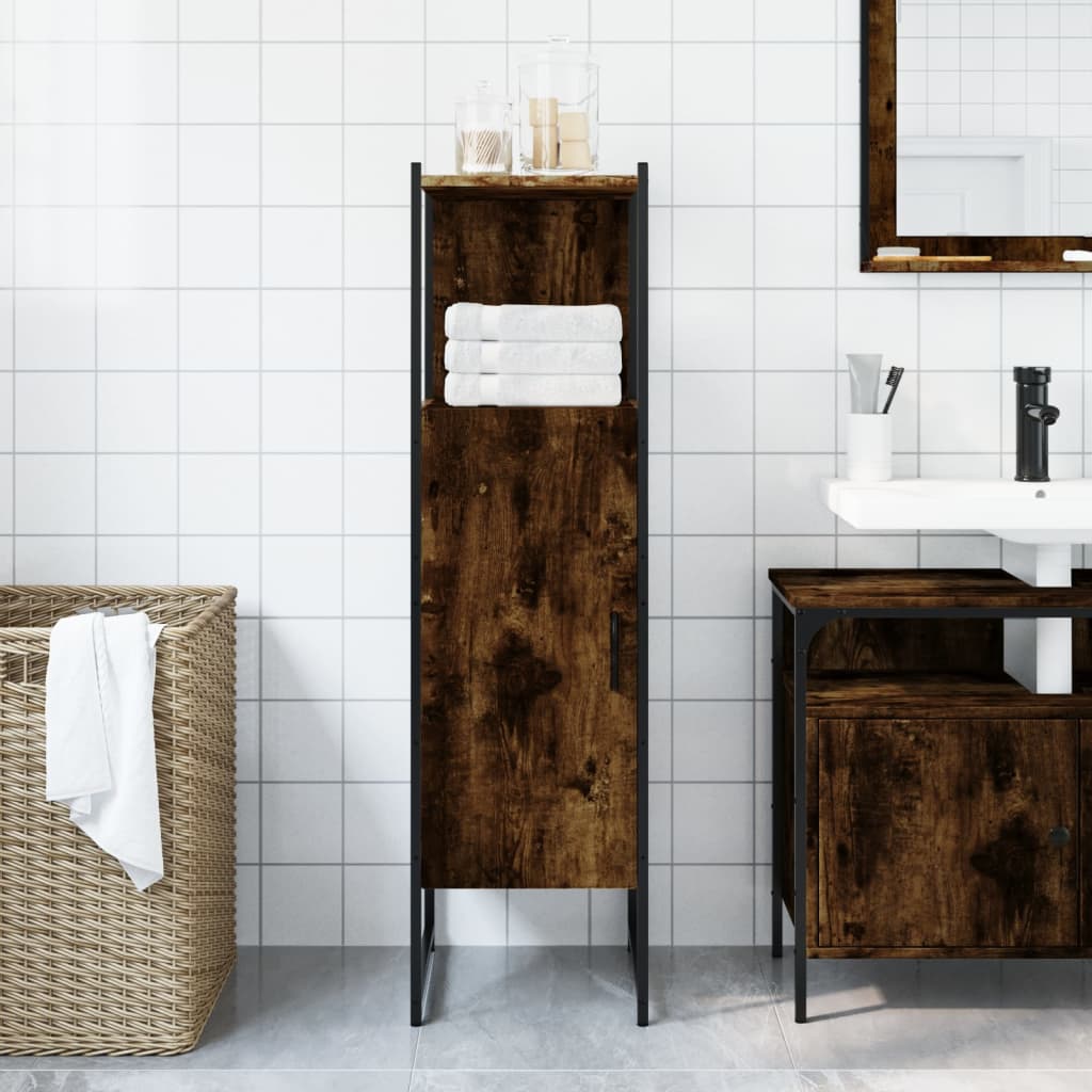 Badschrank Räuchereiche 33x33x120,5 cm Holzwerkstoff