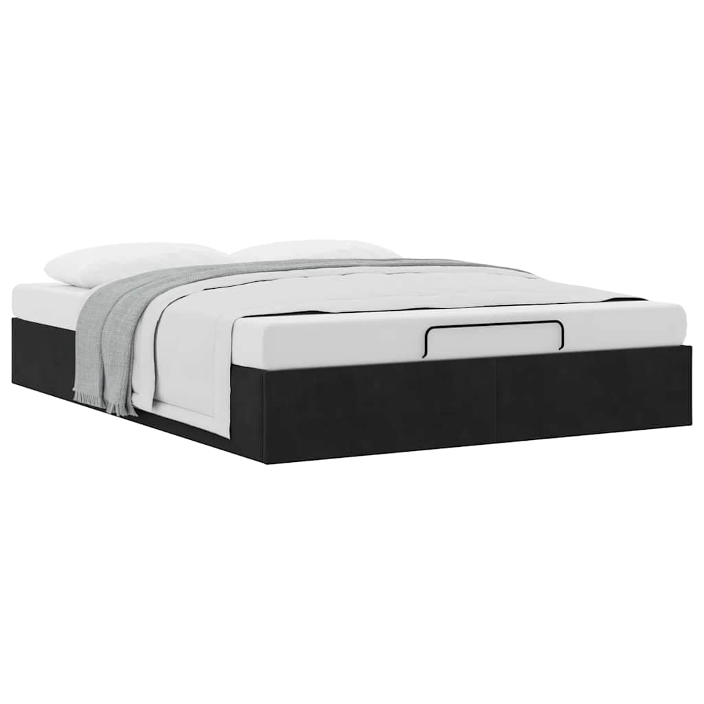 Ottoman-Bett ohne Matratze Schwarz 140x190 cm Samt