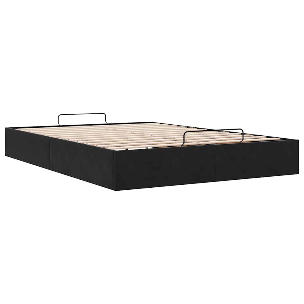 Ottoman-Bett ohne Matratze Schwarz 140x190 cm Samt