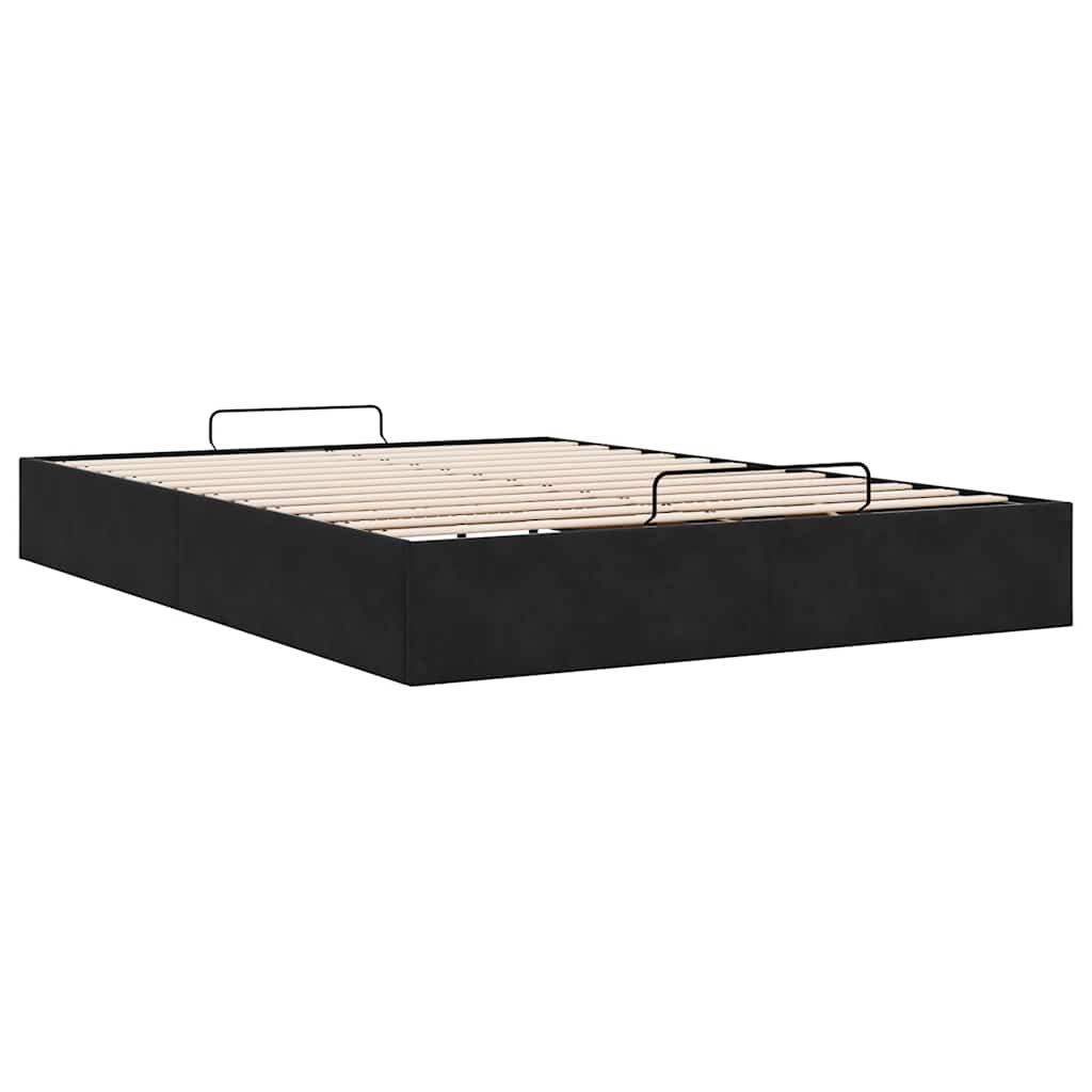 Ottoman-Bett ohne Matratze Schwarz 140x190 cm Samt
