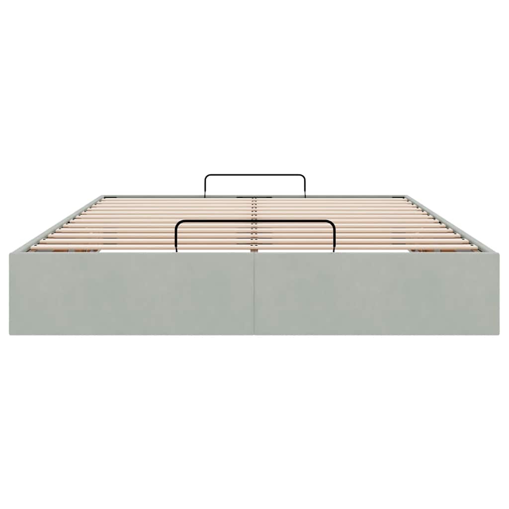 Ottoman-Bett ohne Matratze Hellgrau 140x200 cm Samt