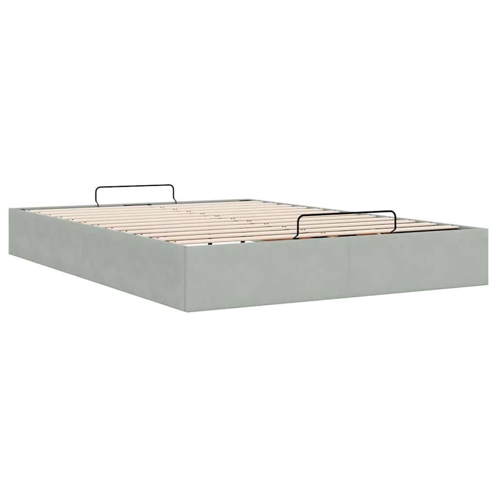 Ottoman-Bett ohne Matratze Hellgrau 140x200 cm Samt