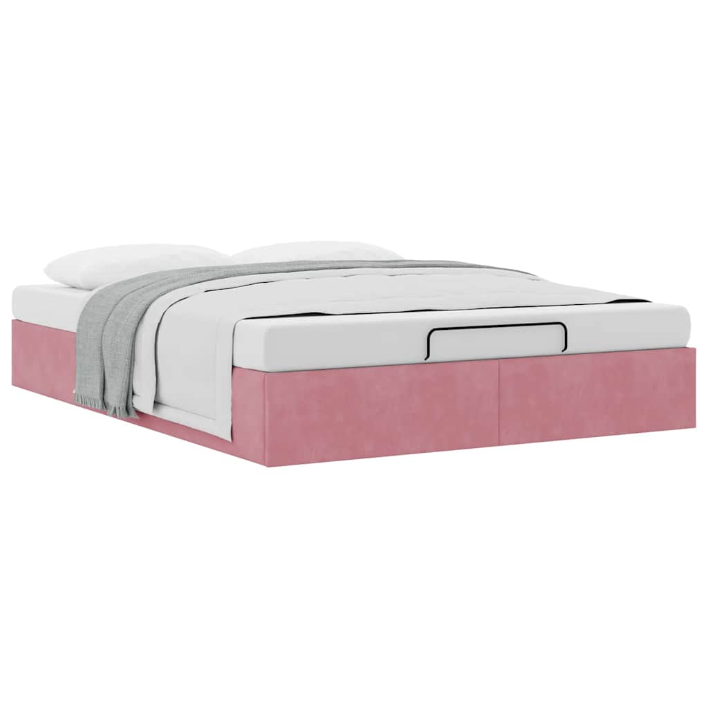 Ottoman-Bett ohne Matratze Rosa 140x200 cm Samt