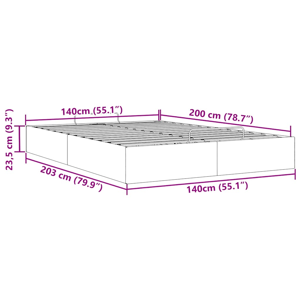 Ottoman-Bett ohne Matratze Rosa 140x200 cm Samt