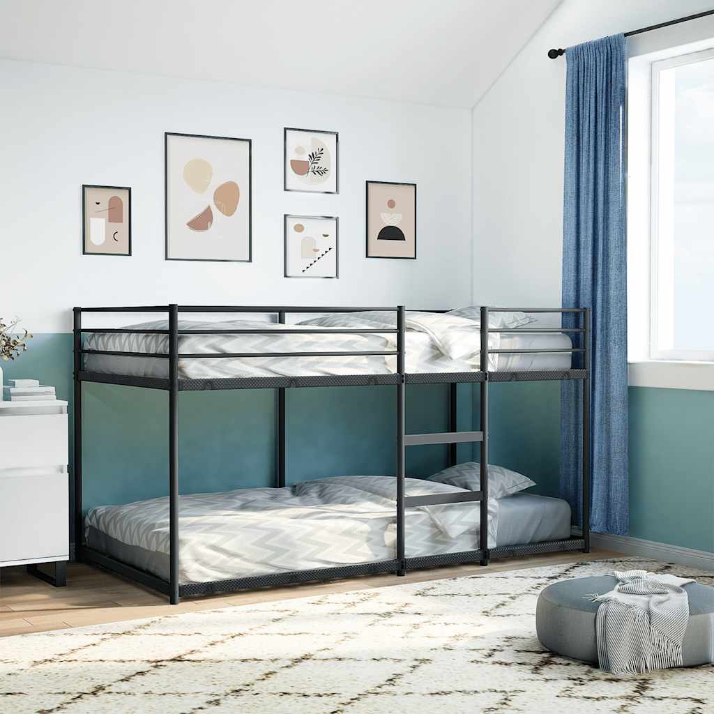 Etagenbett ohne Matratze Schwarz 90x200 cm Stahl