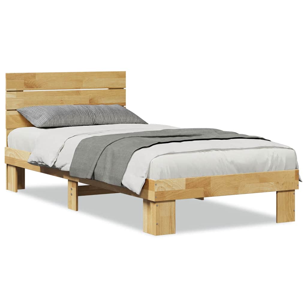 Massivholzbett mit Kopfteil ohne Matratze 75x190 cm Eichenholz