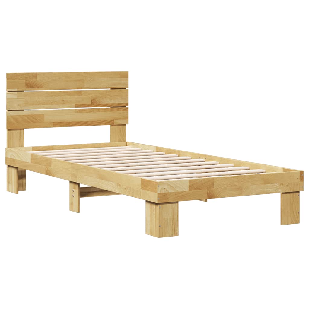 Massivholzbett mit Kopfteil ohne Matratze 75x190 cm Eichenholz