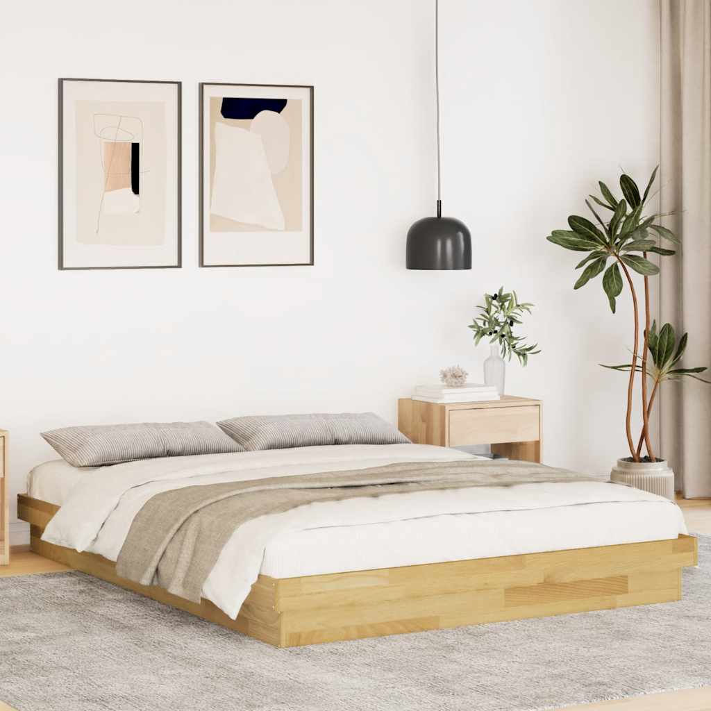 Massivholzbett ohne Matratze 135x190 cm Eichenholz