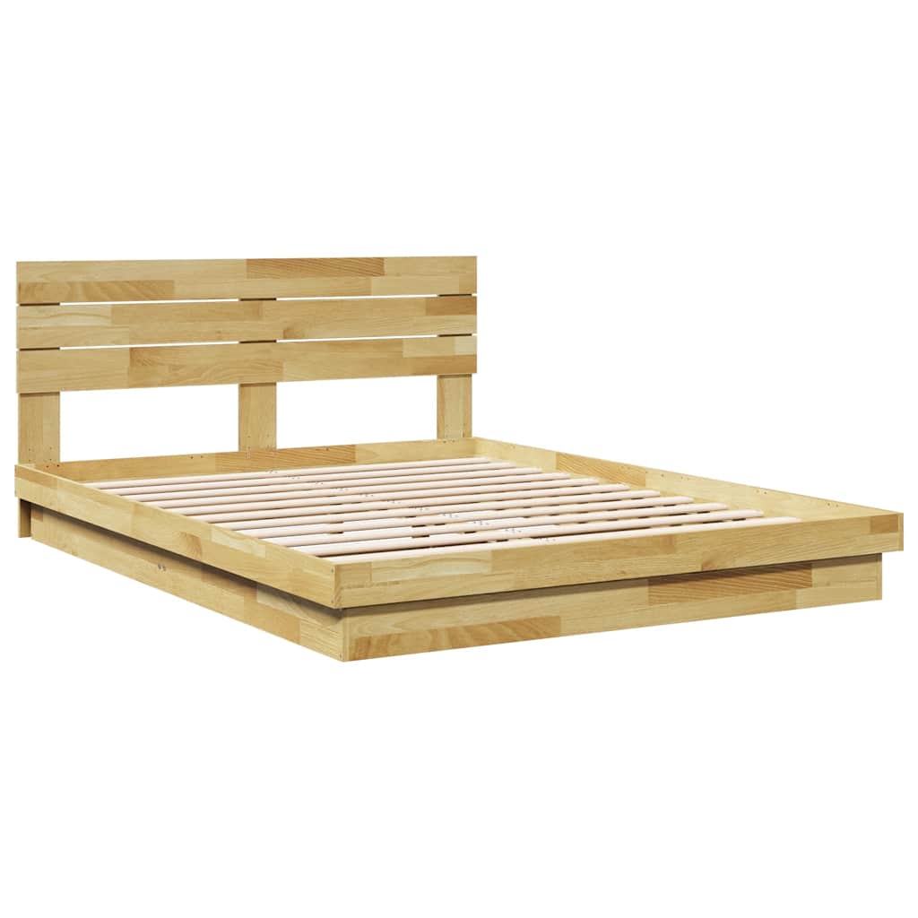 Massivholzbett mit Kopfteil ohne Matratze 150x200 cm Eichenholz