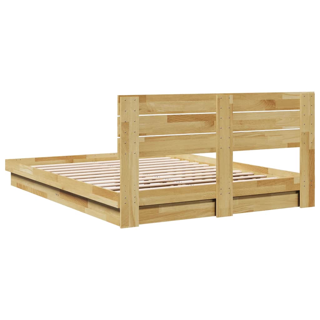 Massivholzbett mit Kopfteil ohne Matratze 150x200 cm Eichenholz