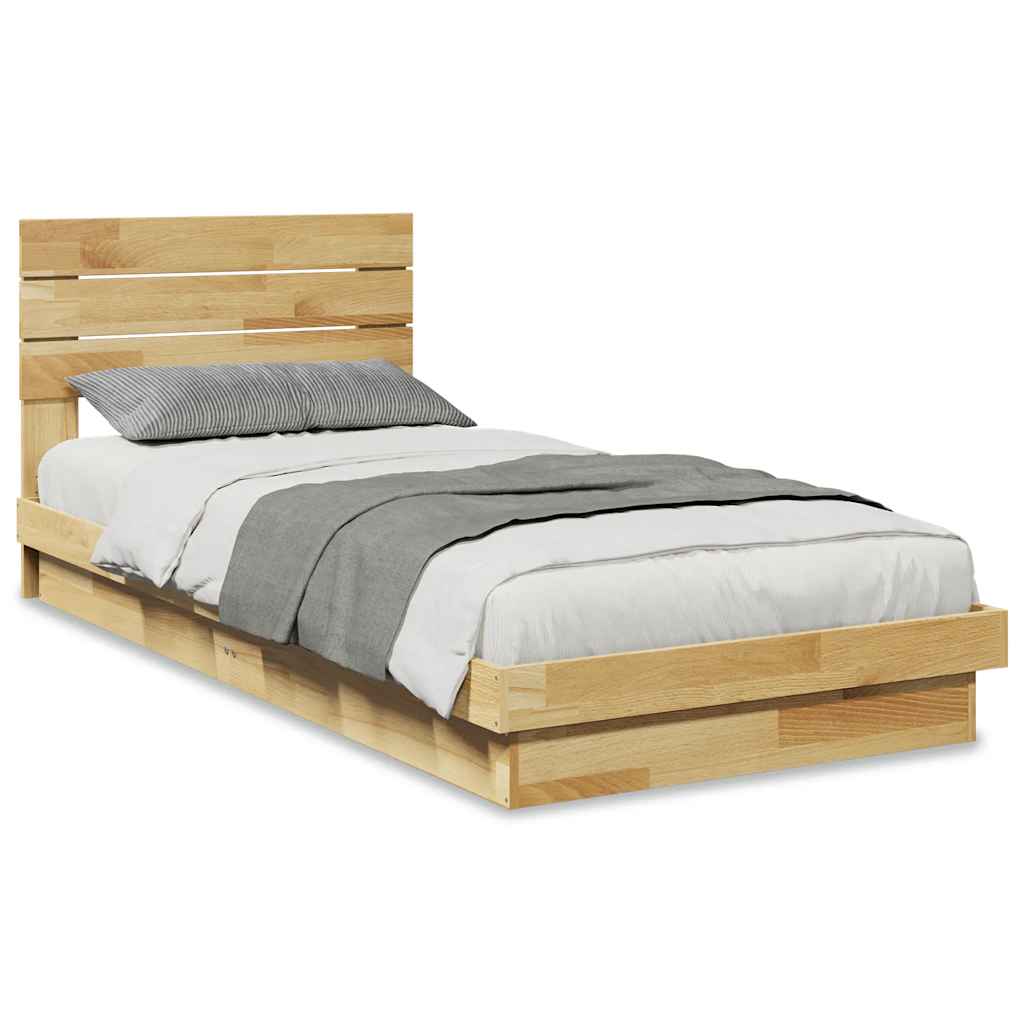 Massivholzbett mit Kopfteil ohne Matratze 75x190 cm Eichenholz