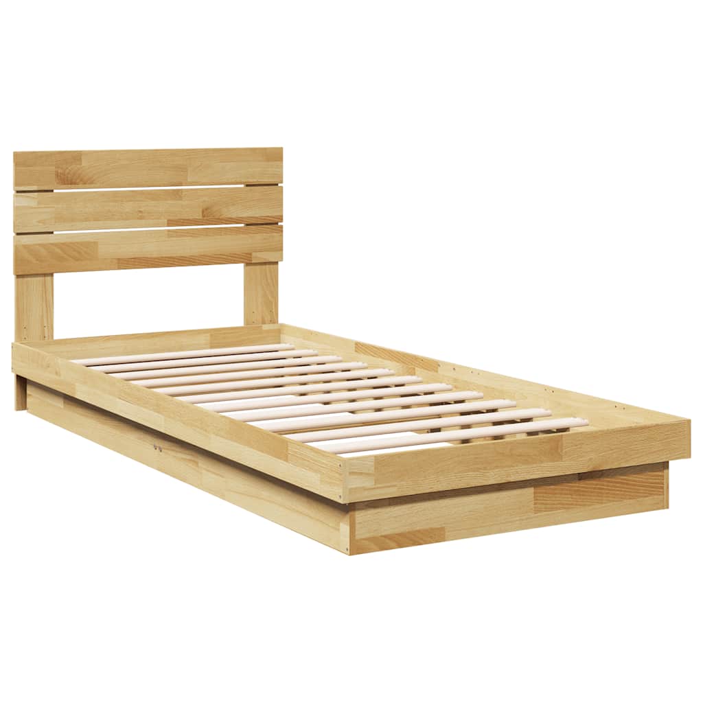 Massivholzbett mit Kopfteil ohne Matratze 75x190 cm Eichenholz