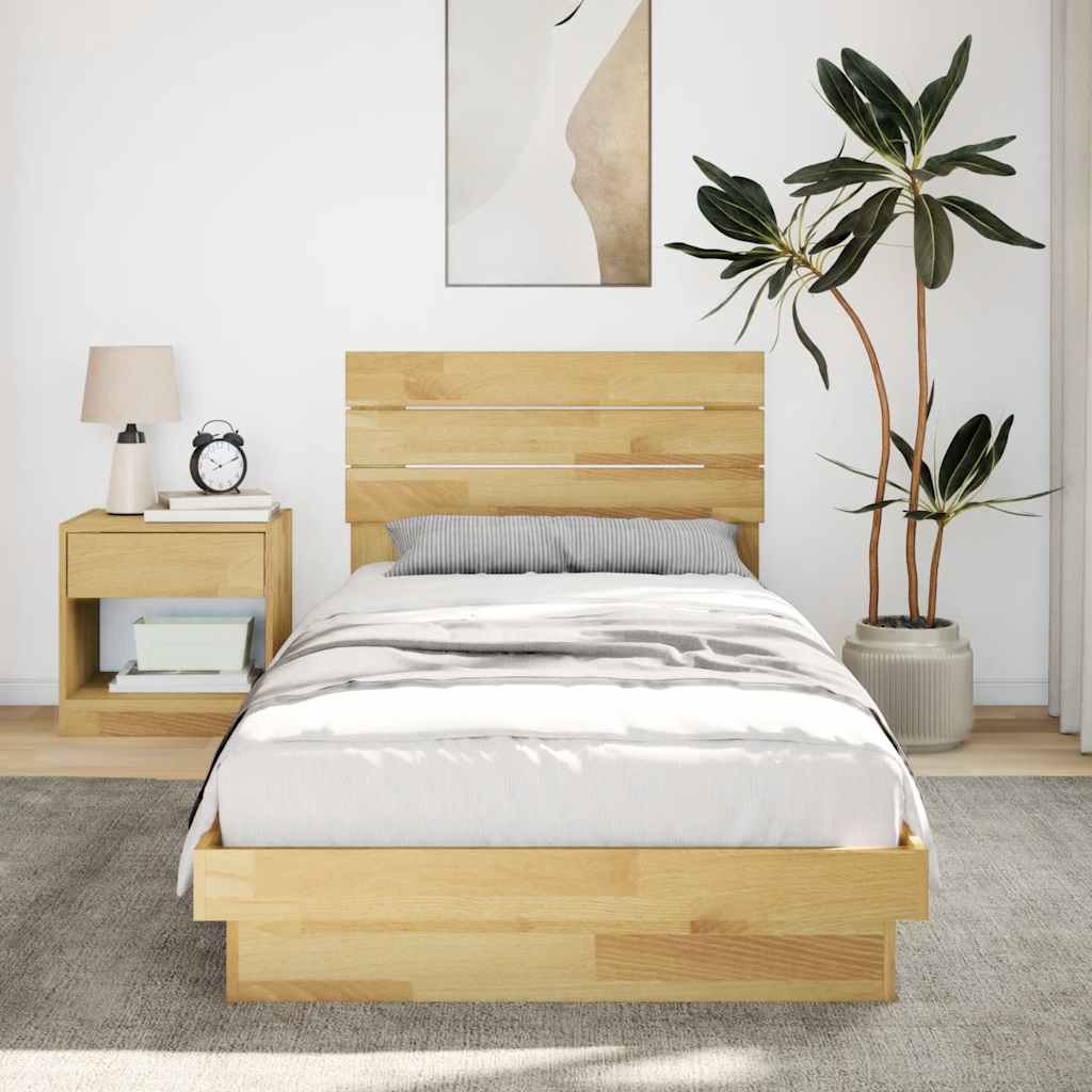 Massivholzbett mit Kopfteil ohne Matratze 75x190 cm Eichenholz