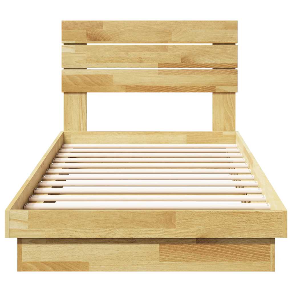 Massivholzbett mit Kopfteil ohne Matratze 75x190 cm Eichenholz