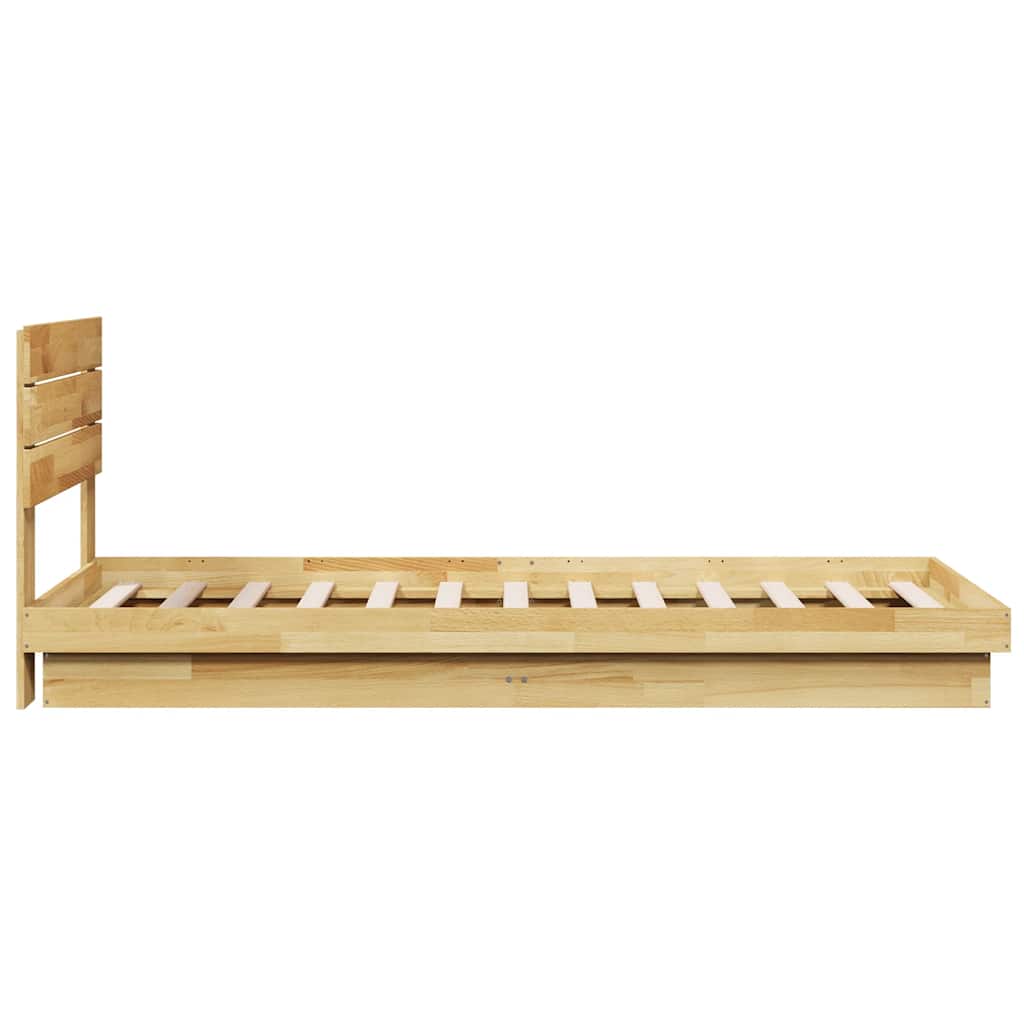 Massivholzbett mit Kopfteil ohne Matratze 75x190 cm Eichenholz