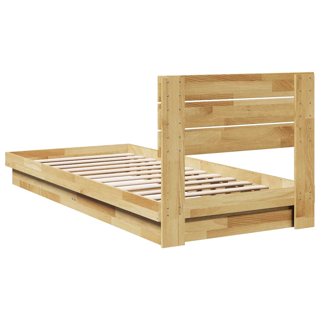 Massivholzbett mit Kopfteil ohne Matratze 75x190 cm Eichenholz