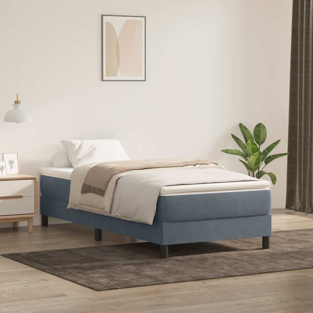 Boxspringbett ohne Matratze Dunkelgrau 80x210 cm Samt