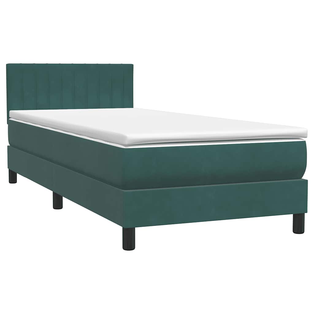 Boxspringbett mit Matratze Dunkelgrün 80x220 cm Samt