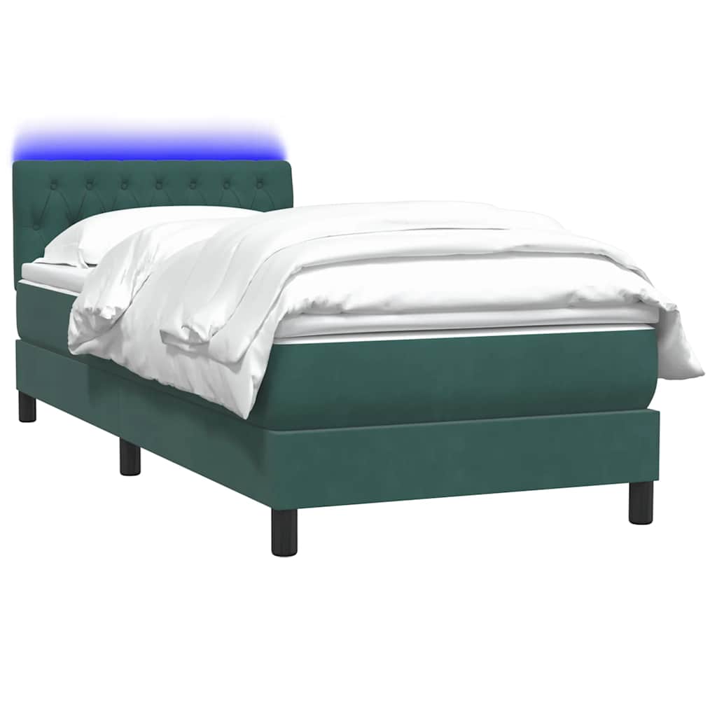 Boxspringbett mit Matratze Dunkelgrün 80x220 cm Samt