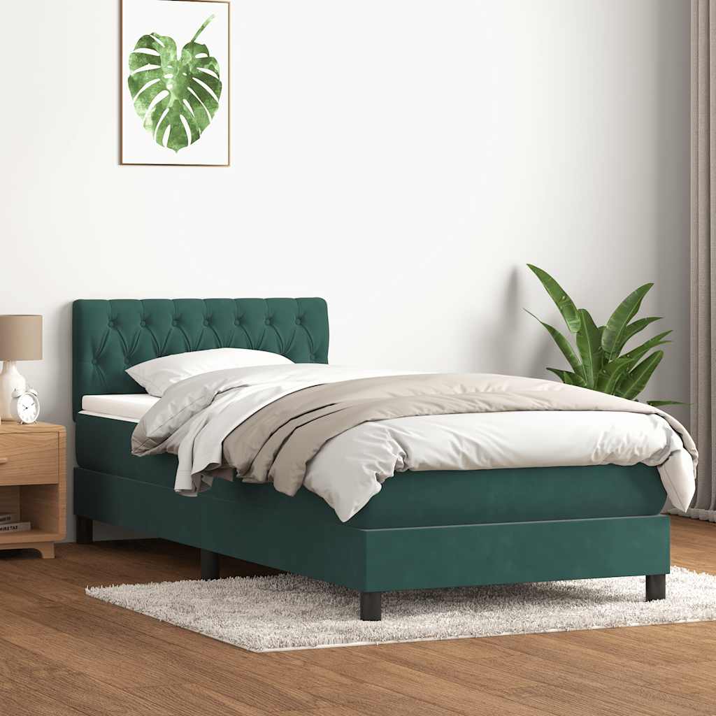 Boxspringbett mit Matratze Dunkelgrün 80x220 cm Samt