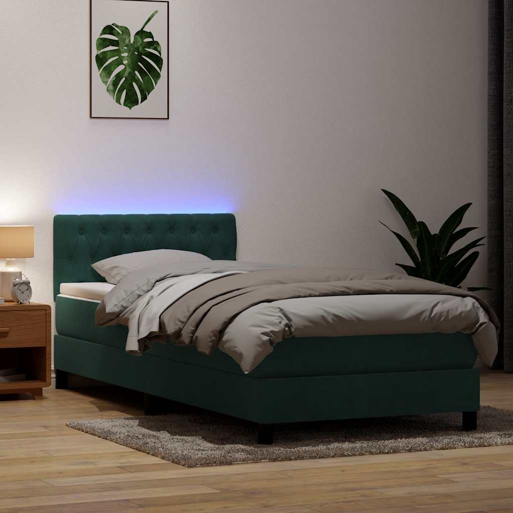 Boxspringbett mit Matratze Dunkelgrün 80x220 cm Samt