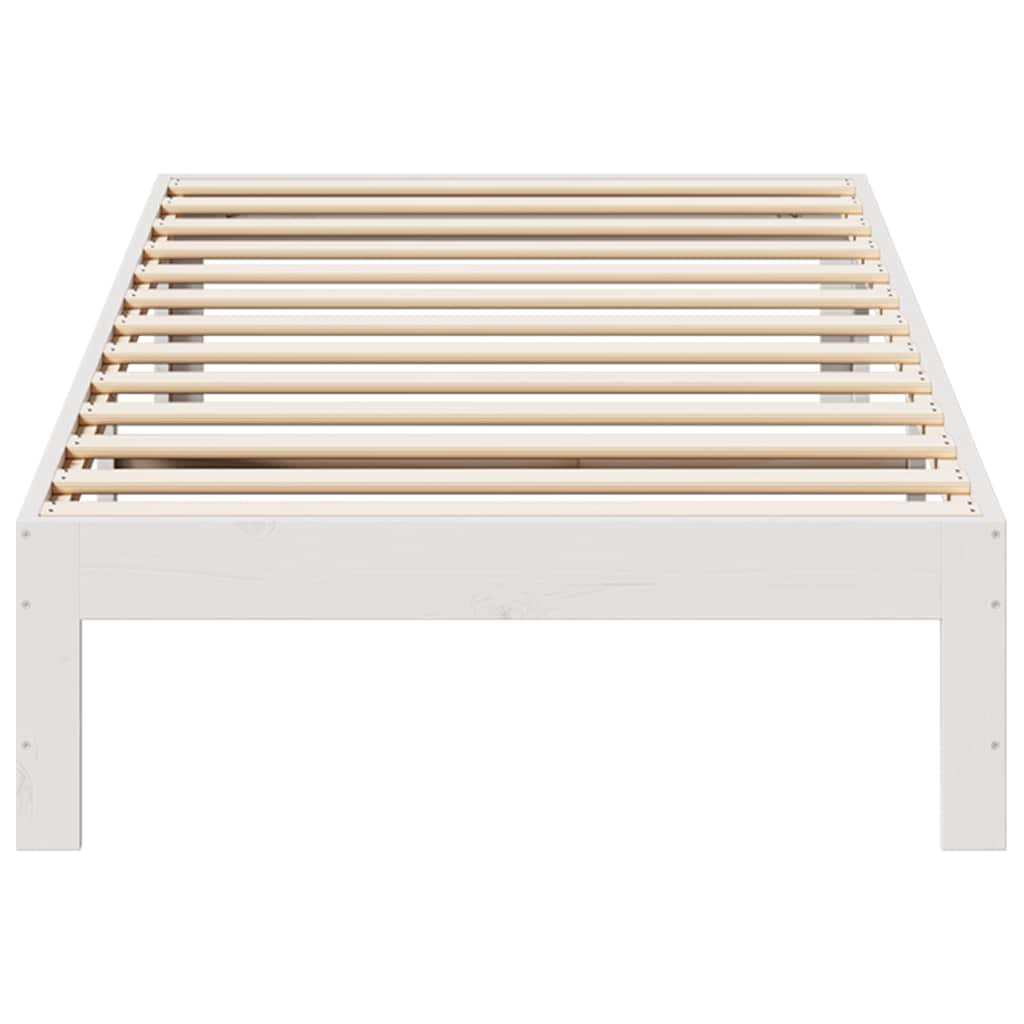 Massivholzbett ohne Matratze Weiß 90x200 cm Kiefernholz