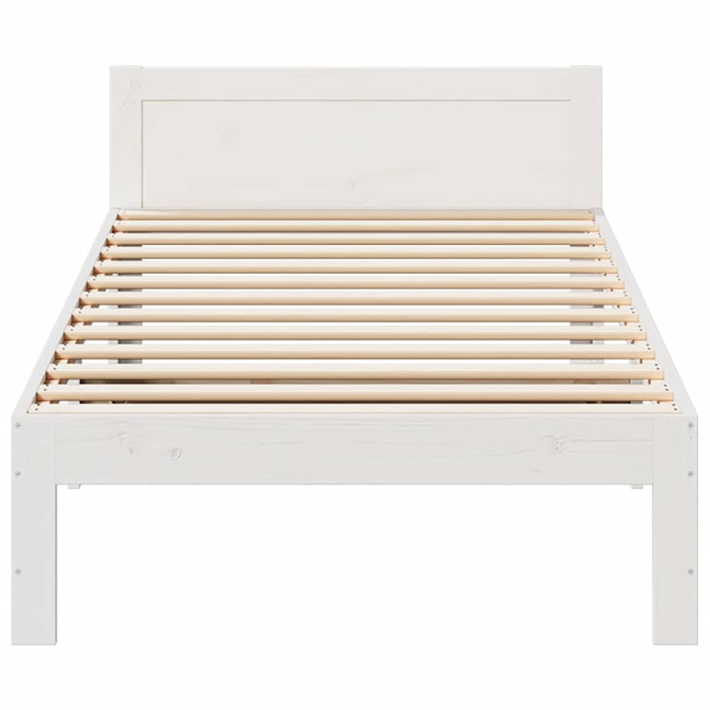 Massivholzbett ohne Matratze Weiß 90x200 cm Kiefernholz