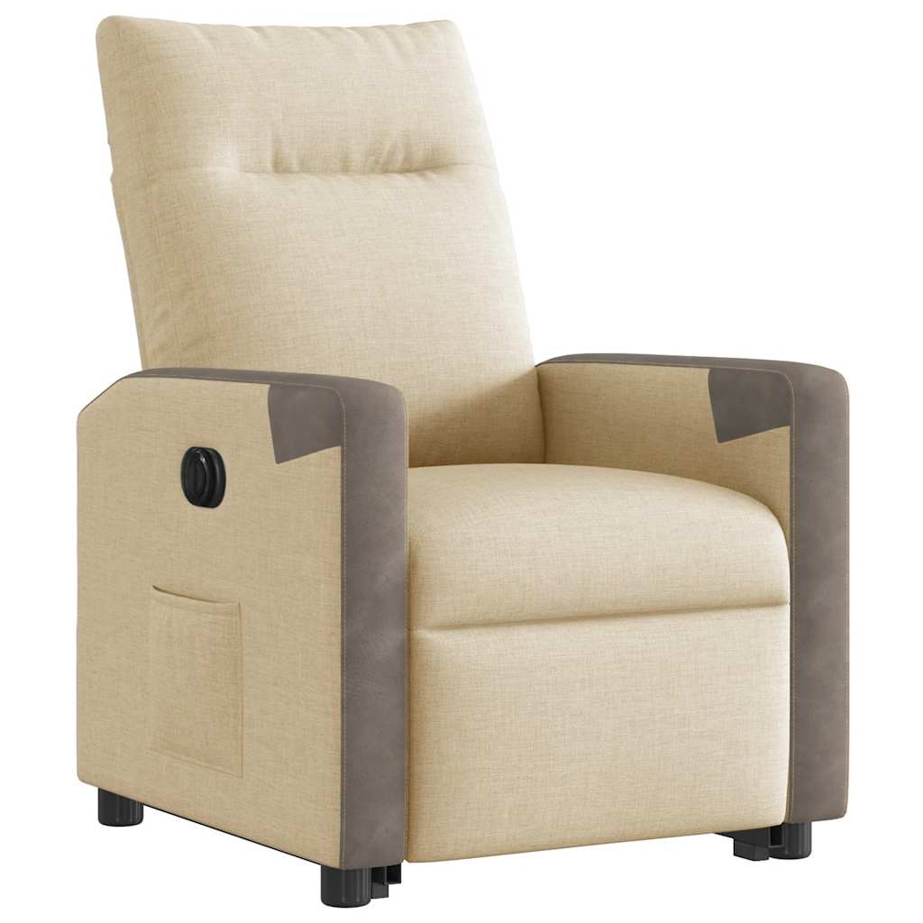 Relaxsessel mit Aufstehhilfe Elektrisch Creme Stoff