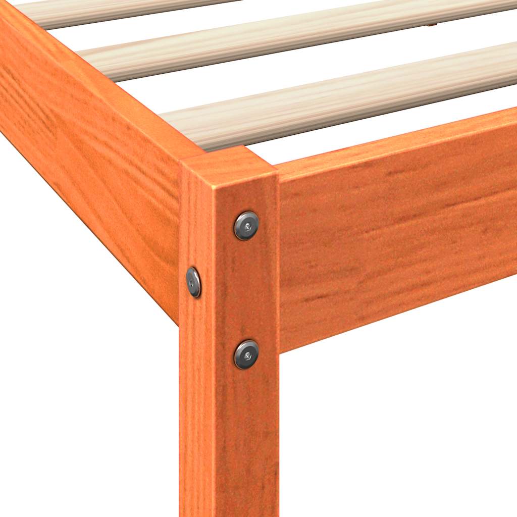 Massivholzbett mit Regal ohne Matratze Wachsbraun 75x190 cm