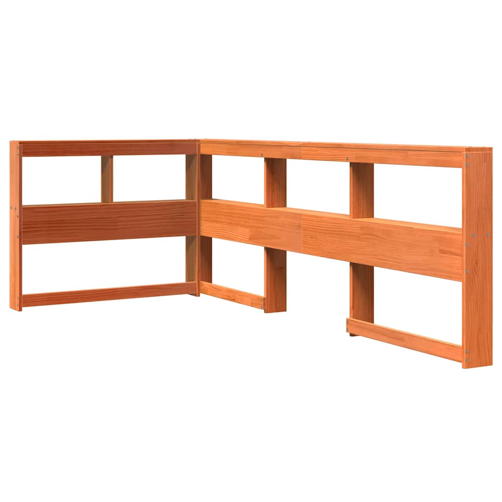 Massivholzbett mit Regal ohne Matratze Wachsbraun 75x190 cm