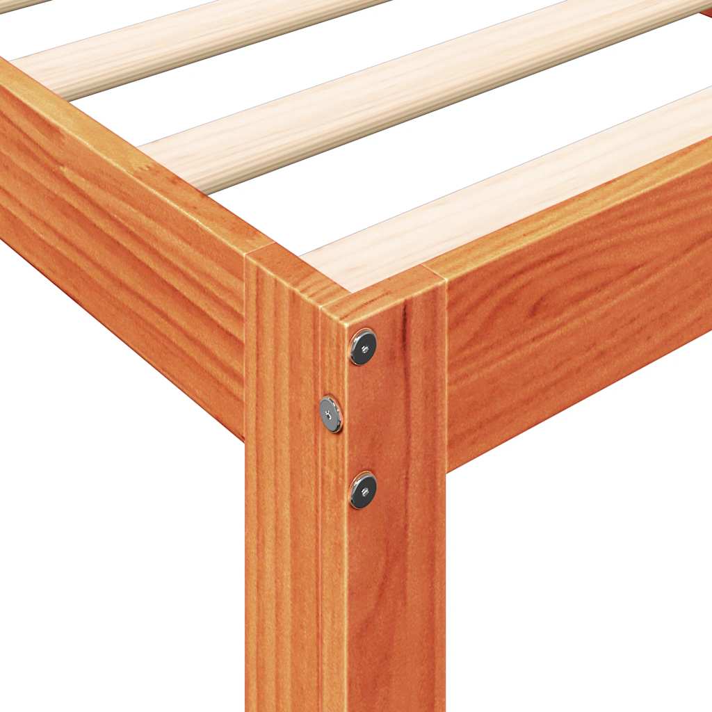 Massivholzbett mit Regal ohne Matratze Wachsbraun 75x190 cm