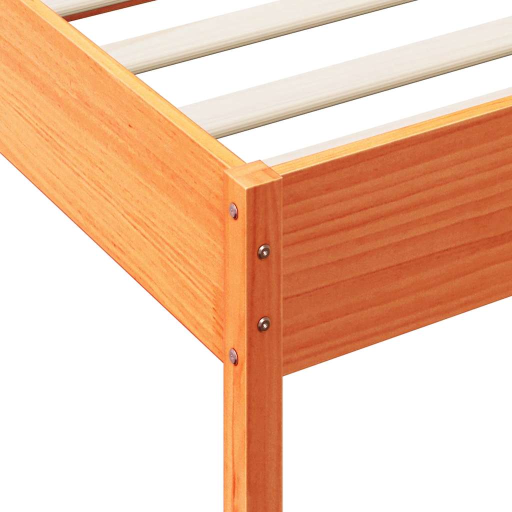 Massivholzbett mit Regal ohne Matratze Wachsbraun 75x190 cm